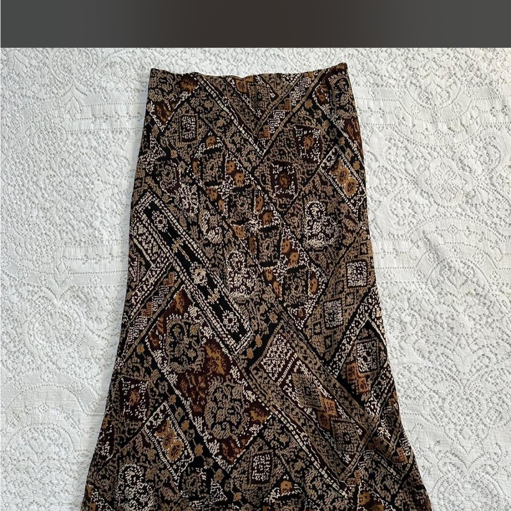 Karen Kane Black and Brown Patterned Maxi Skirt